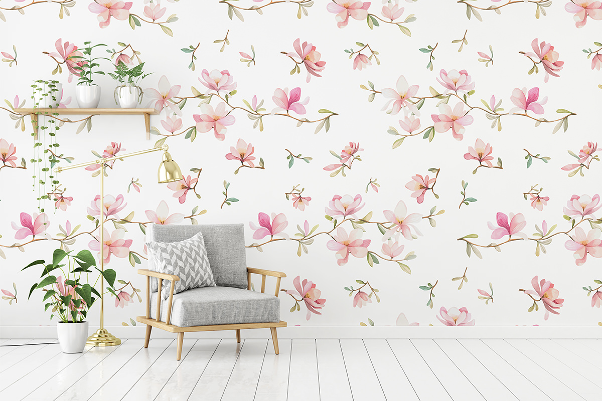 fototapeta ekologiczna tapeta do salonu w kwiaty rosliny