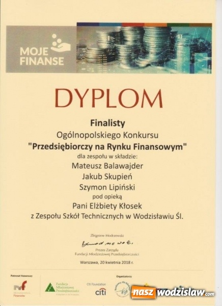 Zdjęcie w galerii na portalu naszwodzislaw.com: Uczniowie ZST w finale Ogólnopolskiego Konkursu Przedsiębiorczy na Rynku Finansowym  wiadomości z regionu
