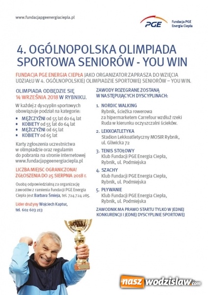Zdjęcie w galerii na portalu naszwodzislaw.com: Czwarta Ogólnopolska Olimpiada Sportowa Seniorów You Win już we wrześniu wiadomości z regionu