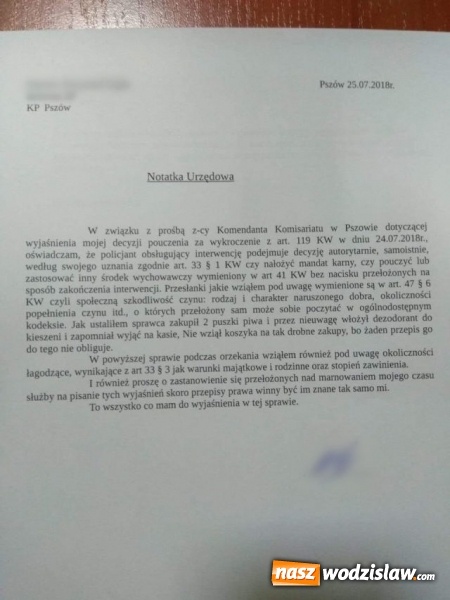 Zdjęcie w galerii na portalu naszwodzislaw.com: Protest policji. Komendant kazał tłumaczyć się podwładnemu z pouczenia wiadomości z regionu