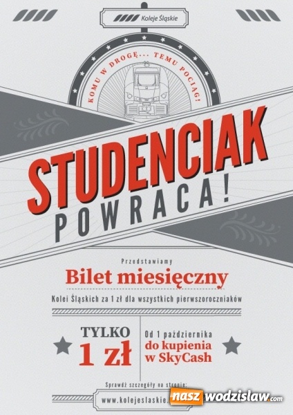 Zdjęcie w galerii na portalu naszwodzislaw.com: Studenciak powraca! Bilet miesięczny Kolei Śląskich za złotówkę wiadomości z regionu