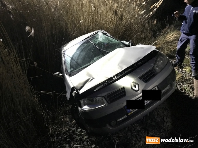 Zdjęcie w galerii na portalu naszwodzislaw.com: Renault stoczyło się ze skarpy na drodze do Lubomi wiadomości z regionu