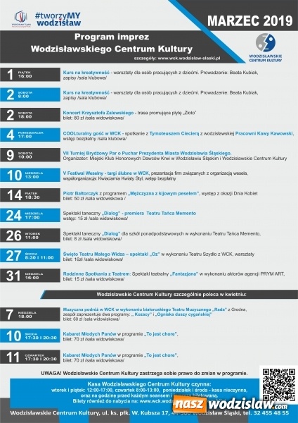 Zdjęcie w galerii na portalu naszwodzislaw.com: Marzec w WCK i kinie Pegaz wiadomości z regionu
