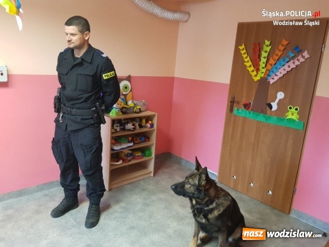 Zdjęcie w galerii na portalu naszwodzislaw.com: Policyjny pies Tor z wizytą u dzieci wiadomości z regionu