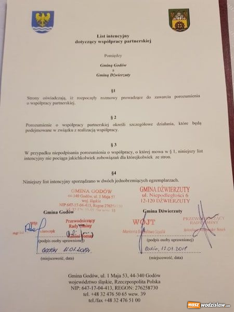 Zdjęcie w galerii na portalu naszwodzislaw.com: Gminy Godów i Dźwierzuty rozpoczęły współpracę wiadomości z regionu
