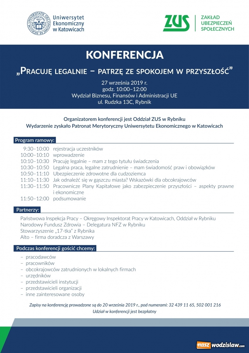 Zdjęcie w galerii na portalu naszwodzislaw.com: Pracuję legalnie, patrzę ze spokojem w przyszłość. Konferencja w Rybniku wiadomości z regionu