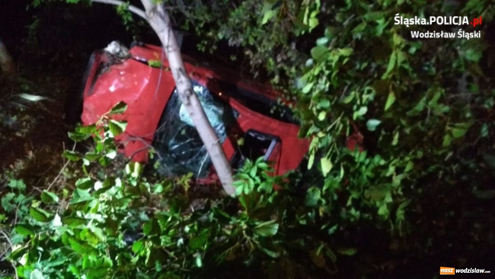Zdjęcie w galerii na portalu naszwodzislaw.com: Uderzył w barierki, ściął słup i wpadł do rowu. Był pijany! wiadomości z regionu
