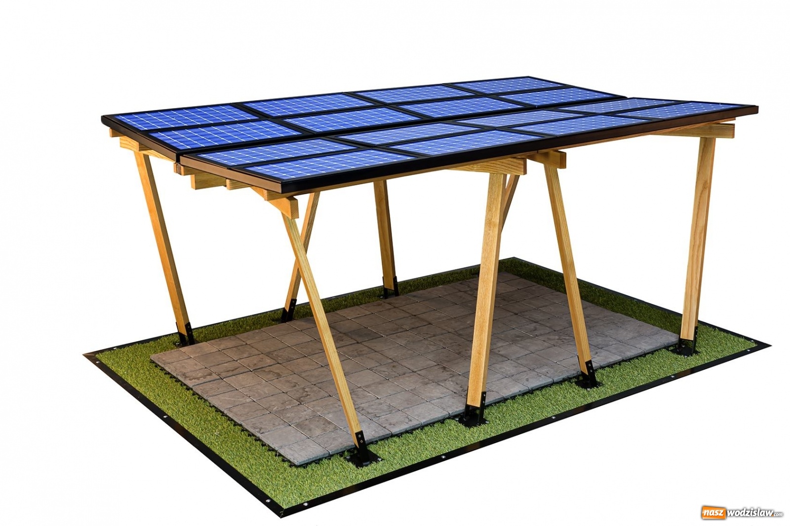 Zdjęcie w galerii na portalu naszwodzislaw.com: Zadaszenie na samochód pełniące funkcję wiaty fotowoltaicznej wiadomości z regionu