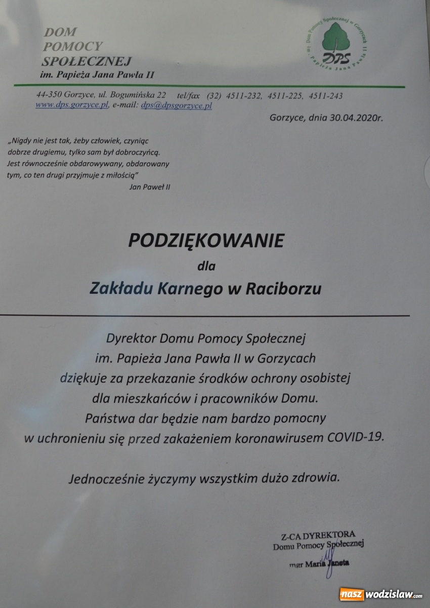 Zdjęcie w galerii na portalu naszwodzislaw.com: Raciborski Zakład Karny z pomocą dla gorzyckiego DPS wiadomości z regionu