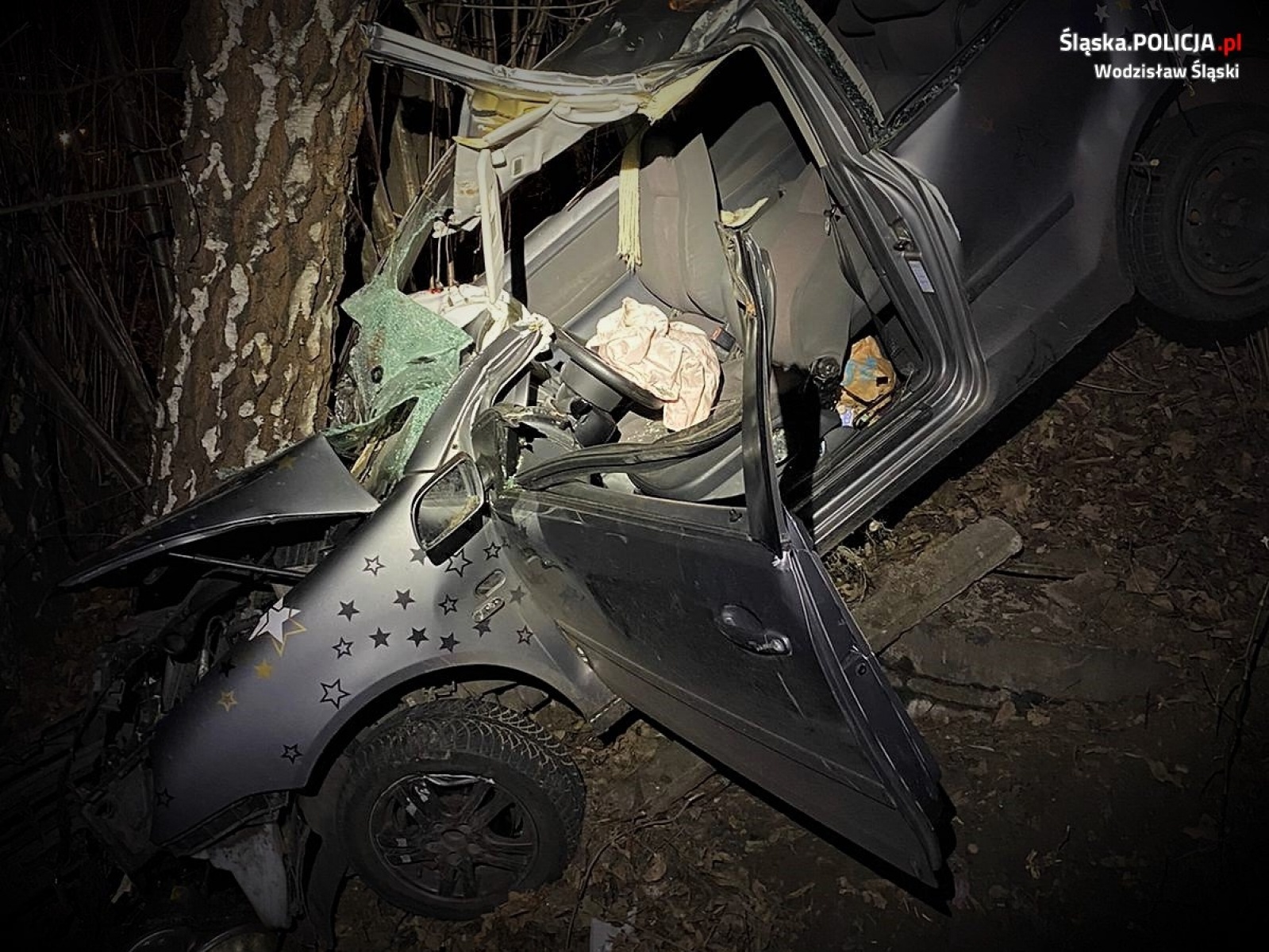 Zdjęcie w galerii na portalu naszwodzislaw.com: Jechał za szybko, uderzył w drzewo wiadomości z regionu