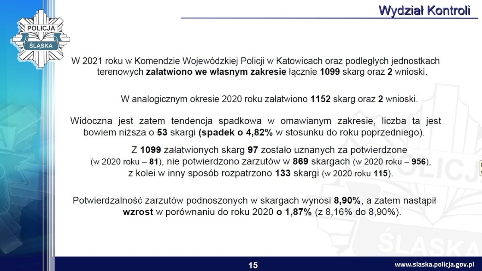 Zdjęcie w galerii na portalu naszwodzislaw.com: Śląska policja podsumowała rok. Było bezpieczniej wiadomości z regionu