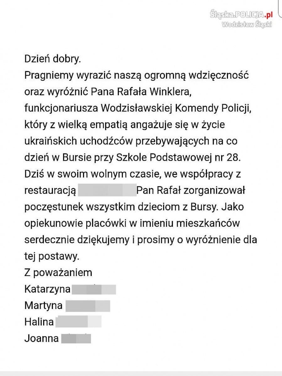 Zdjęcie w galerii na portalu naszwodzislaw.com: Na ręce komendanta wpłynęło podziękowanie dla policjanta wiadomości z regionu