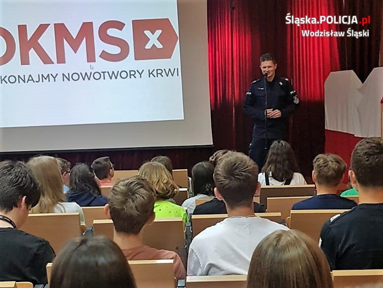 Zdjęcie w galerii na portalu naszwodzislaw.com: Marklowice. Policjant opowiedział młodzieży o tym, jak został dawcą szpiku wiadomości z regionu