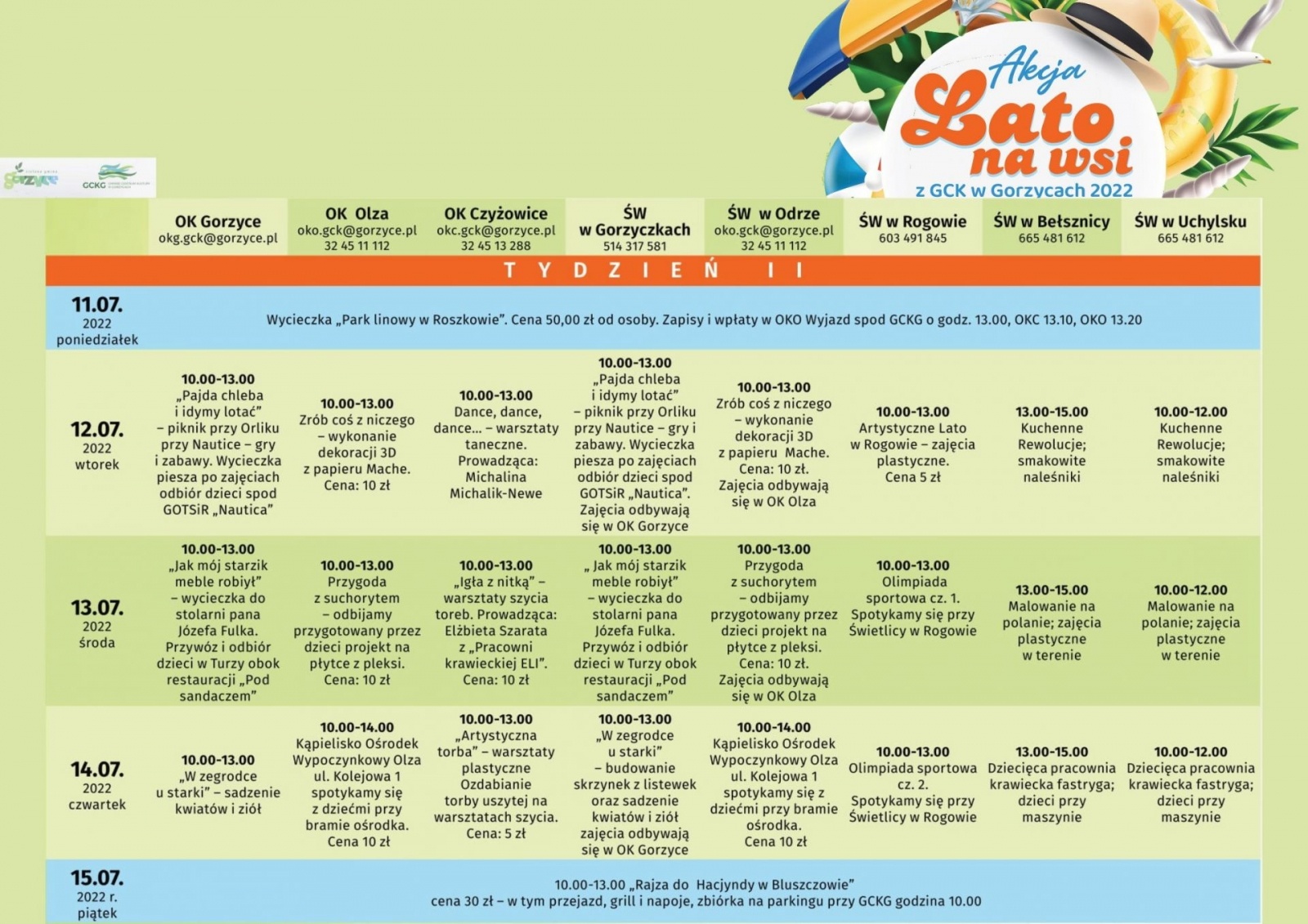 Zdjęcie w galerii na portalu naszwodzislaw.com: Wakacyjna oferta GCK Gorzyce wiadomości z regionu