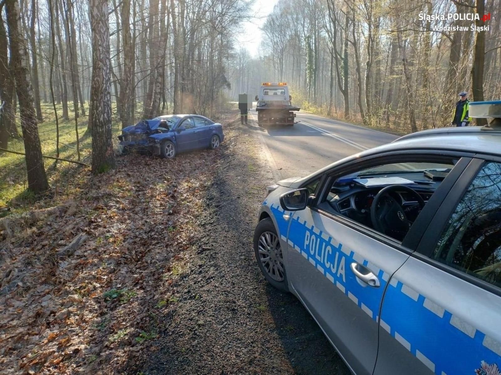 Zdjęcie w galerii na portalu naszwodzislaw.com: Chciał uniknąć zderzenia z sarną. Uderzył w drzewo wiadomości z regionu