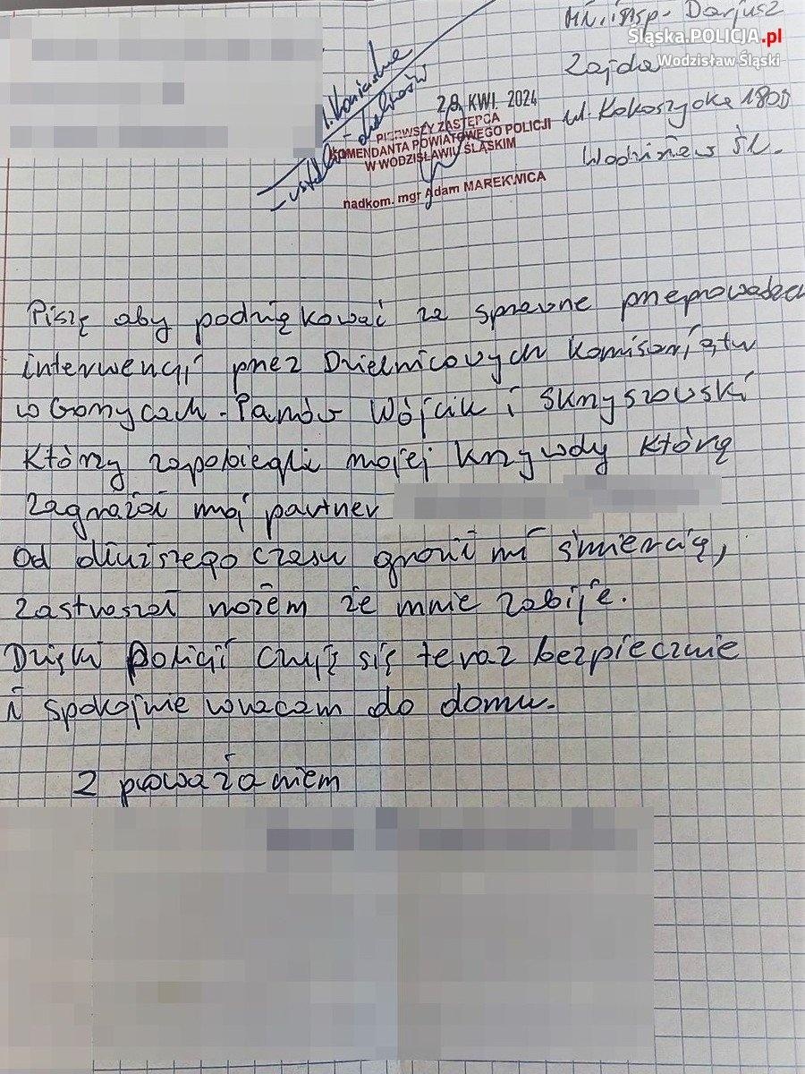 Zdjęcie w galerii na portalu naszwodzislaw.com: Dzięki policji czuję się teraz bezpiecznie... Ofiara przemocy domowej podziękowała za interwencję wiadomości z regionu