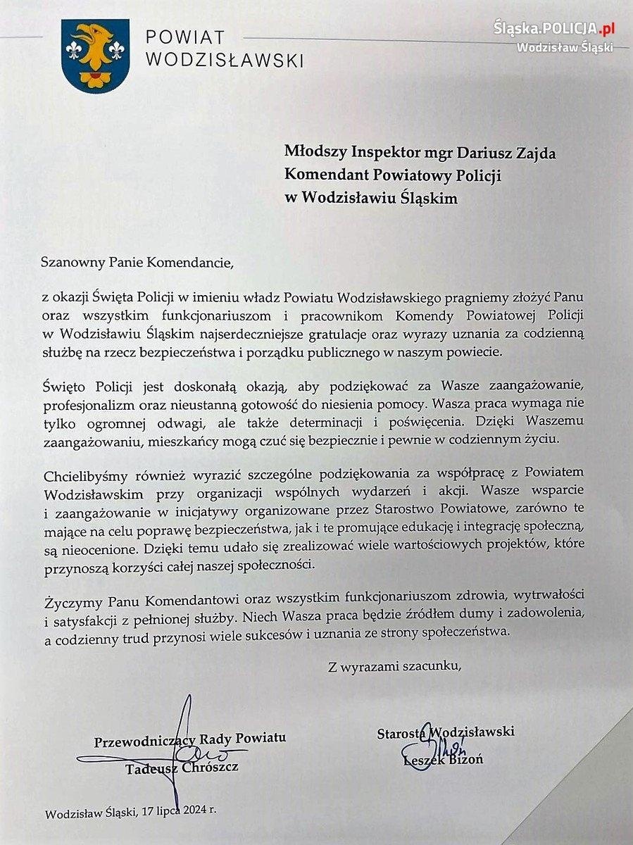 Zdjęcie w galerii na portalu naszwodzislaw.com: Obchody Święta Policji wodzisławskiego garnizonu  wiadomości z regionu