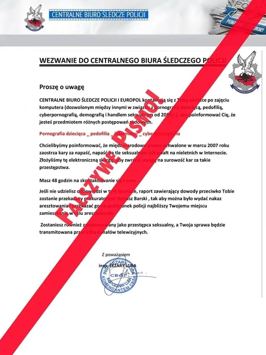 Zdjęcie w galerii na portalu naszwodzislaw.com: Policja ostrzega przed fałszywymi e-mailami wiadomości z regionu