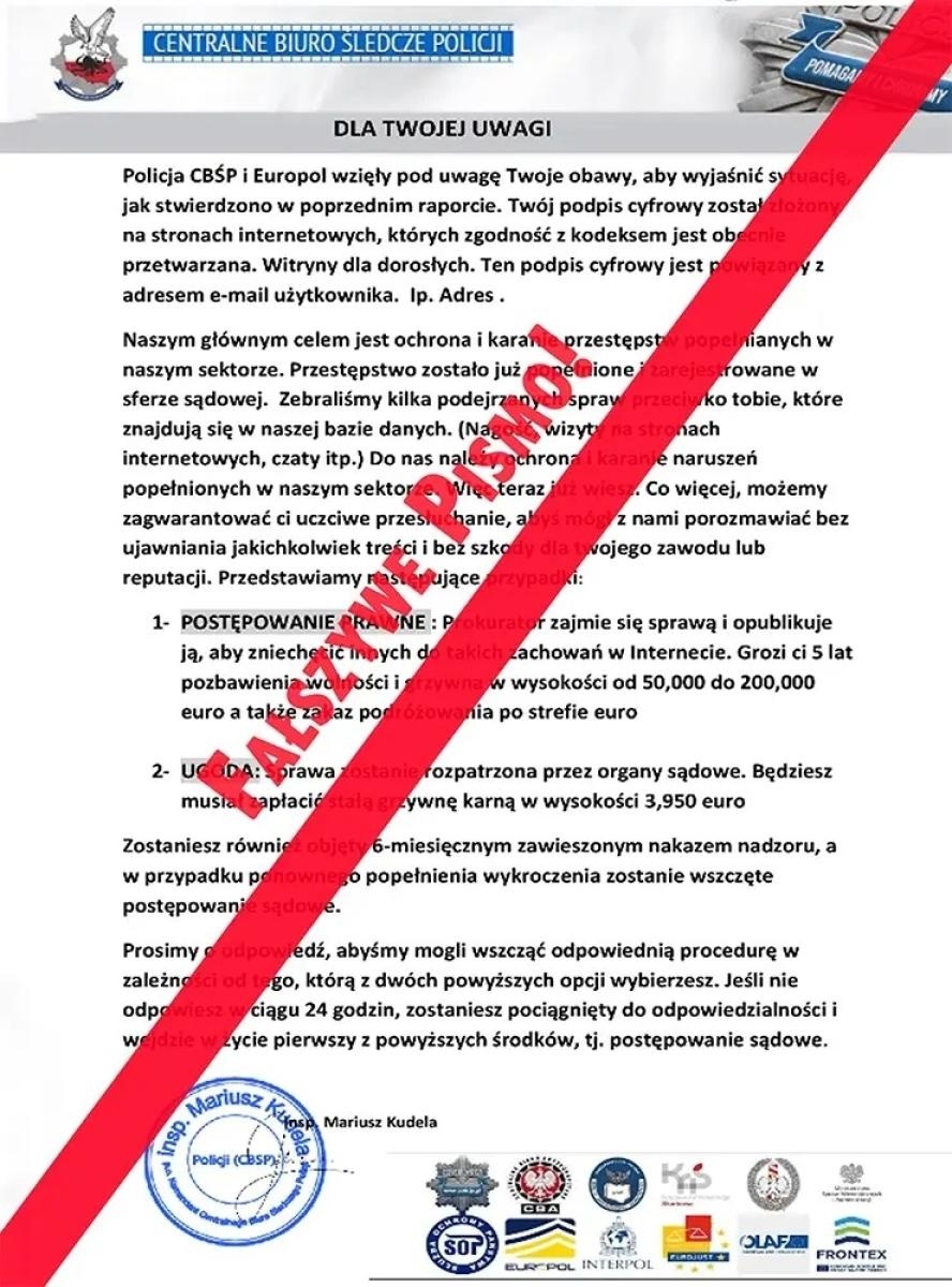 Zdjęcie w galerii na portalu naszwodzislaw.com: Policja ostrzega przed fałszywymi e-mailami wiadomości z regionu