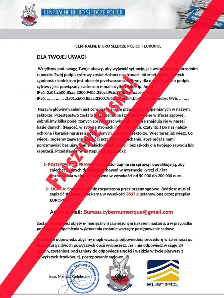 Zdjęcie w galerii na portalu naszwodzislaw.com: Policja ostrzega przed fałszywymi e-mailami wiadomości z regionu