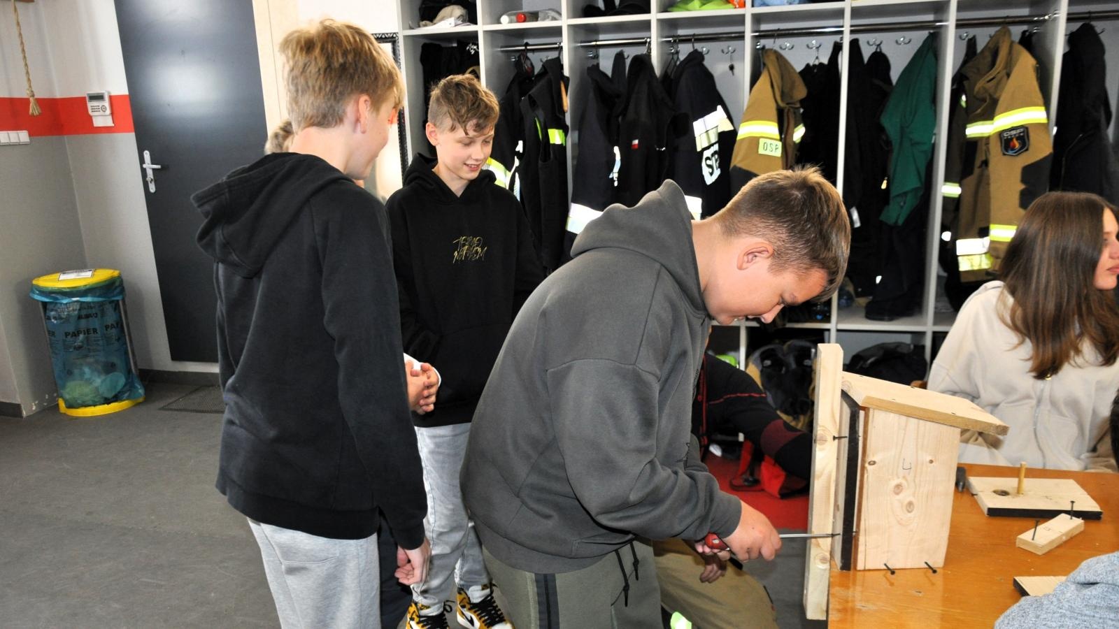 Zdjęcie w galerii na portalu naszwodzislaw.com: Pszów. Uczniowie SP4 wykonali ptasie domki do Parku Ryszard wiadomości z regionu