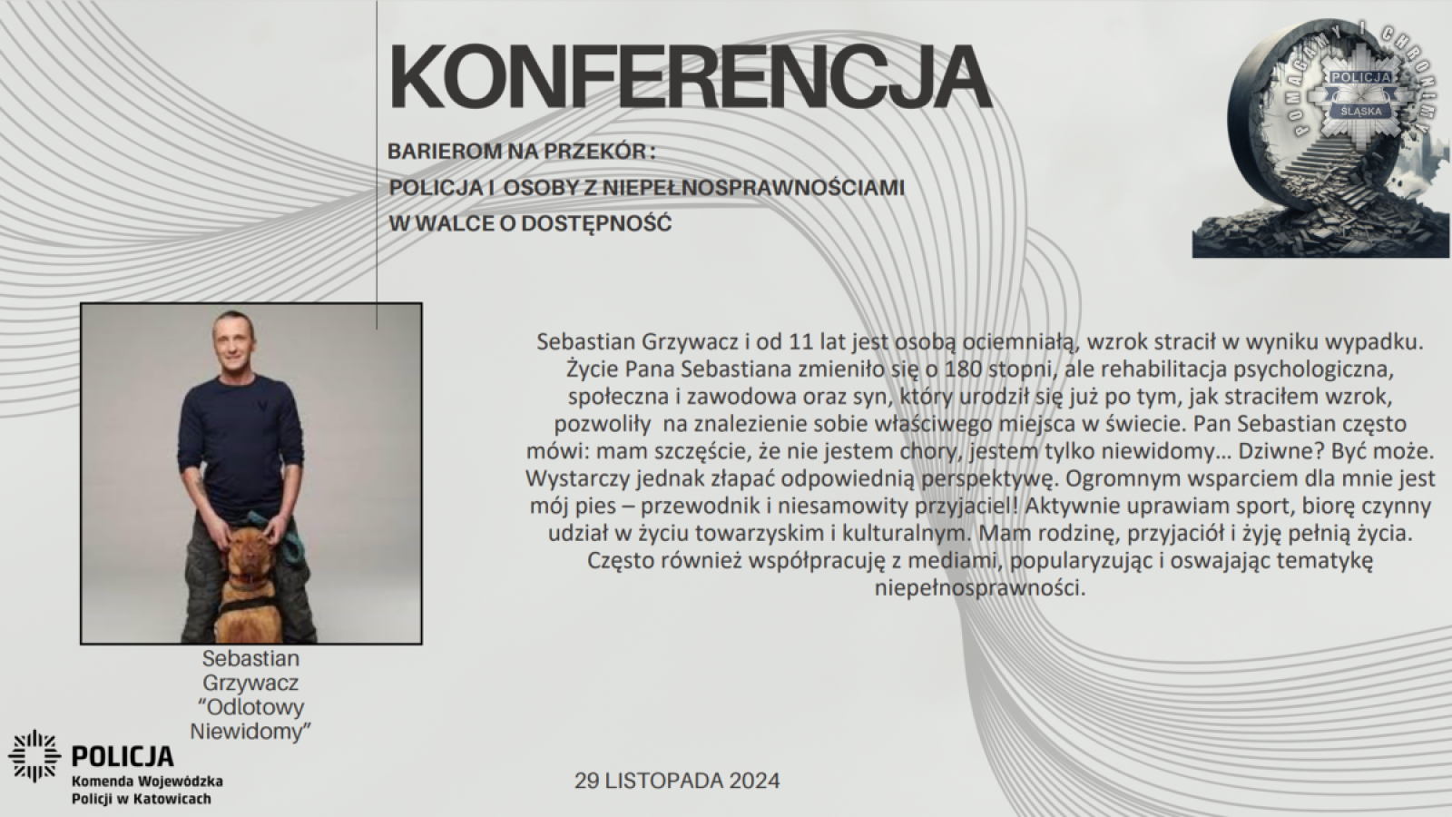 Zdjęcie w galerii na portalu naszwodzislaw.com: Konferencja Barierom na przekór w komendzie wojewódzkiej w Katowicach wiadomości z regionu