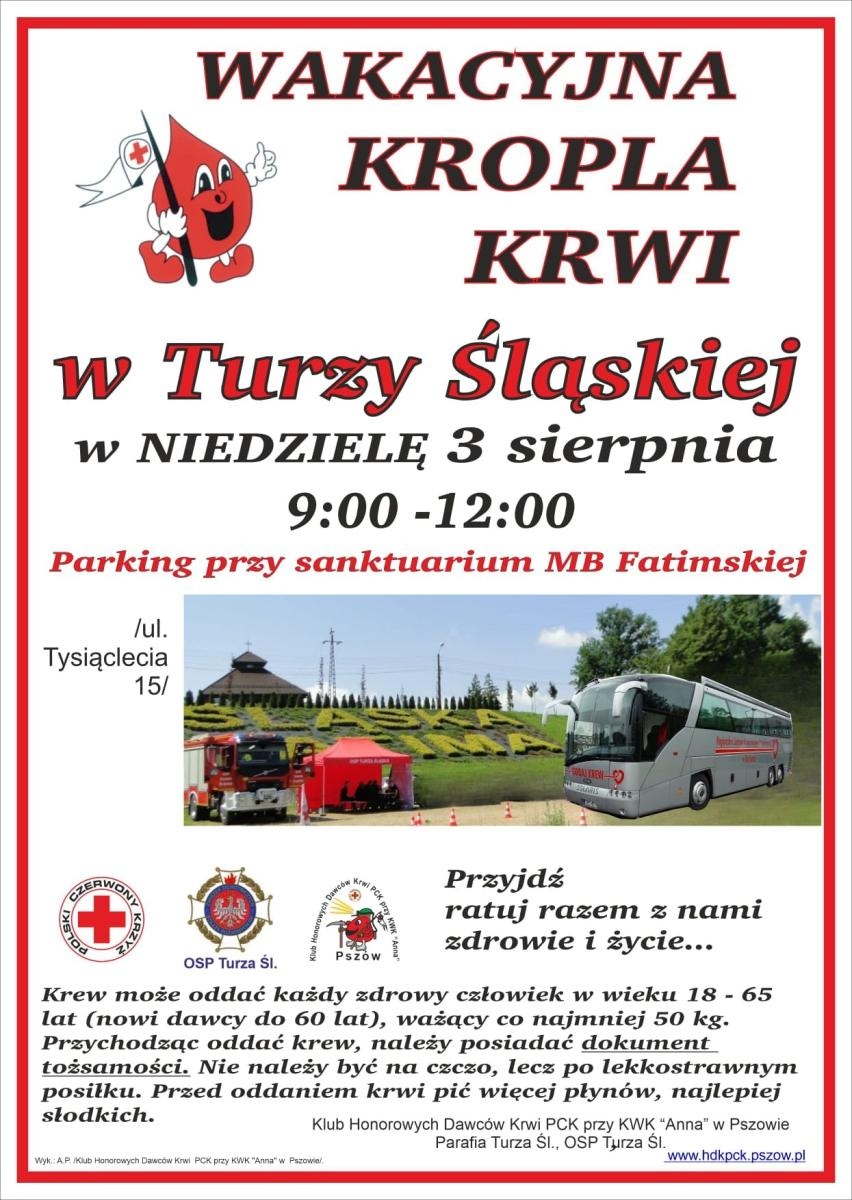 Zdjęcie w galerii na portalu naszwodzislaw.com: Turza Śląska oddaje krew – szansa, by uratować życie. Akcja krwiodawstwa już w niedzielę 3 sierpnia wiadomości z regionu