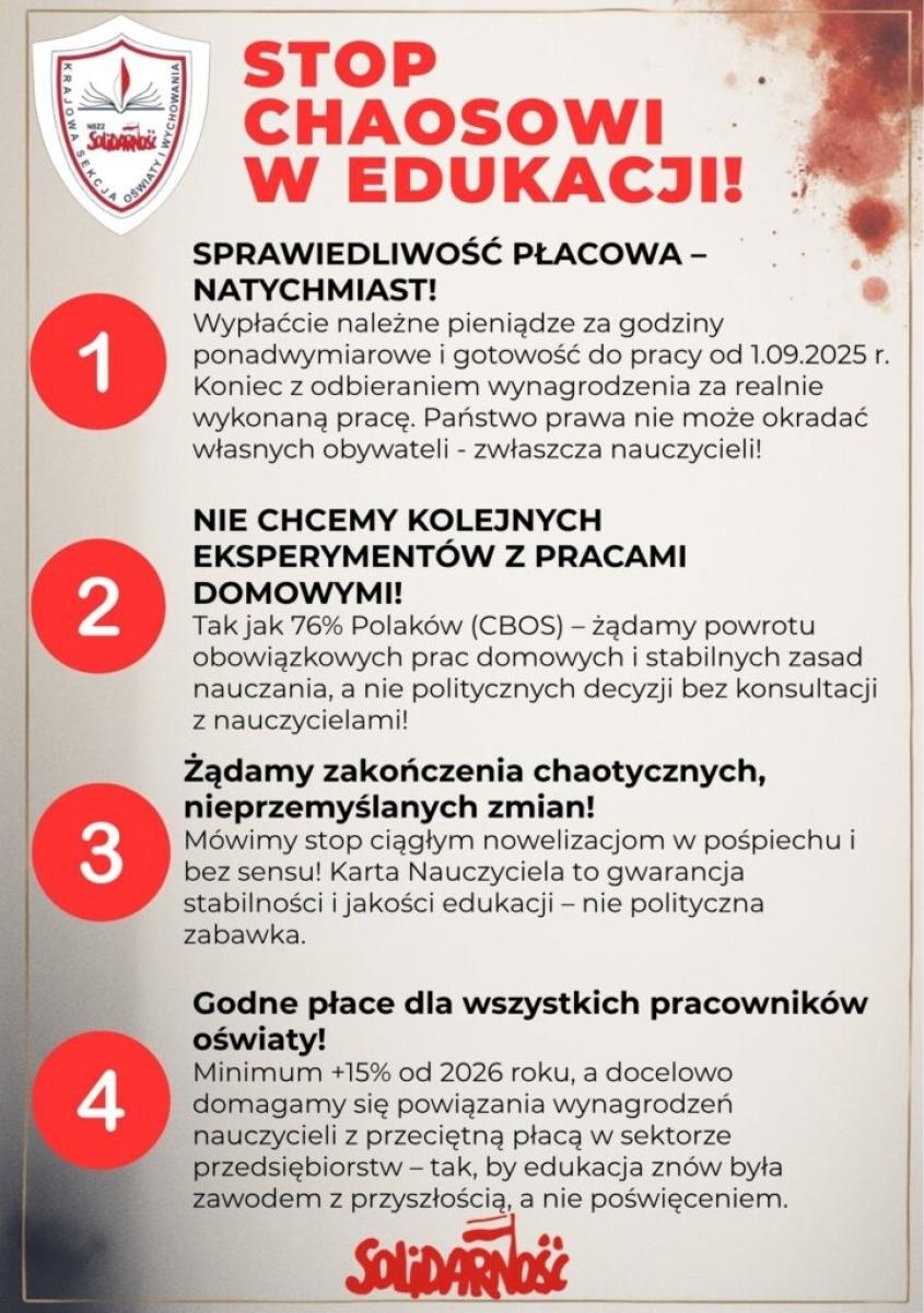 Zdjęcie w galerii na portalu naszwodzislaw.com: Protest nauczycieli i pracowników oświaty. Szkoły i przedszkola oflagowane wiadomości z regionu