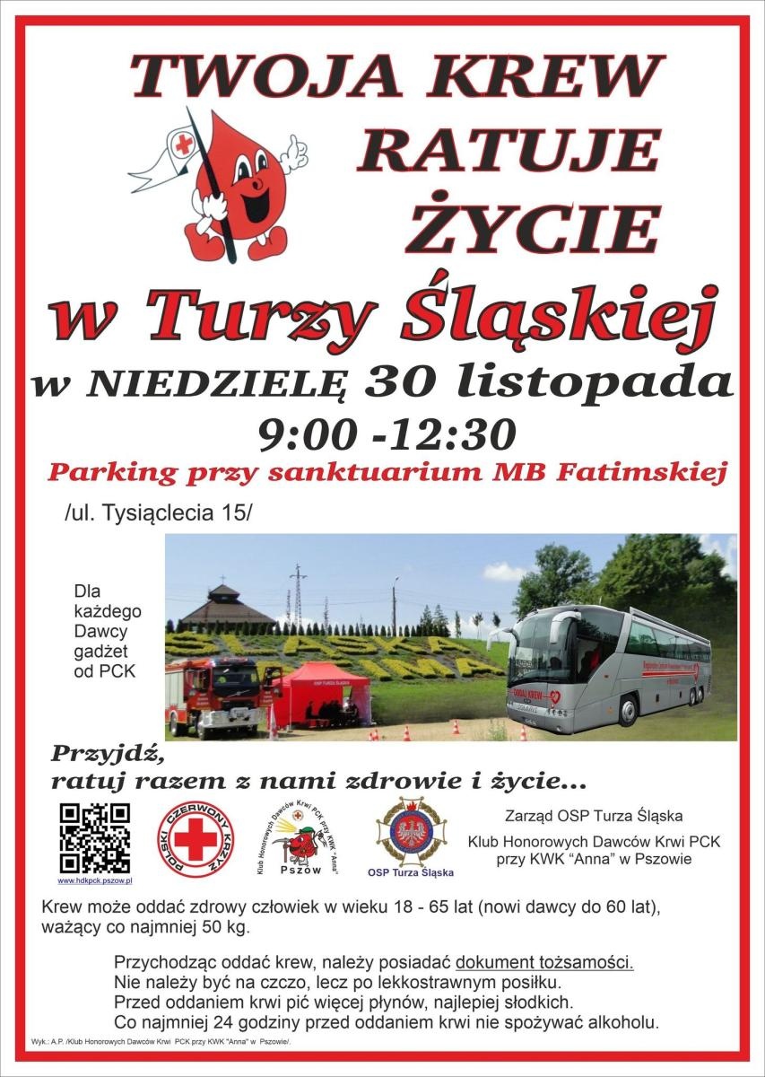 Zdjęcie w galerii na portalu naszwodzislaw.com: 30 listopada akcja krwiodawcza w Turzy Śląskiej wiadomości z regionu