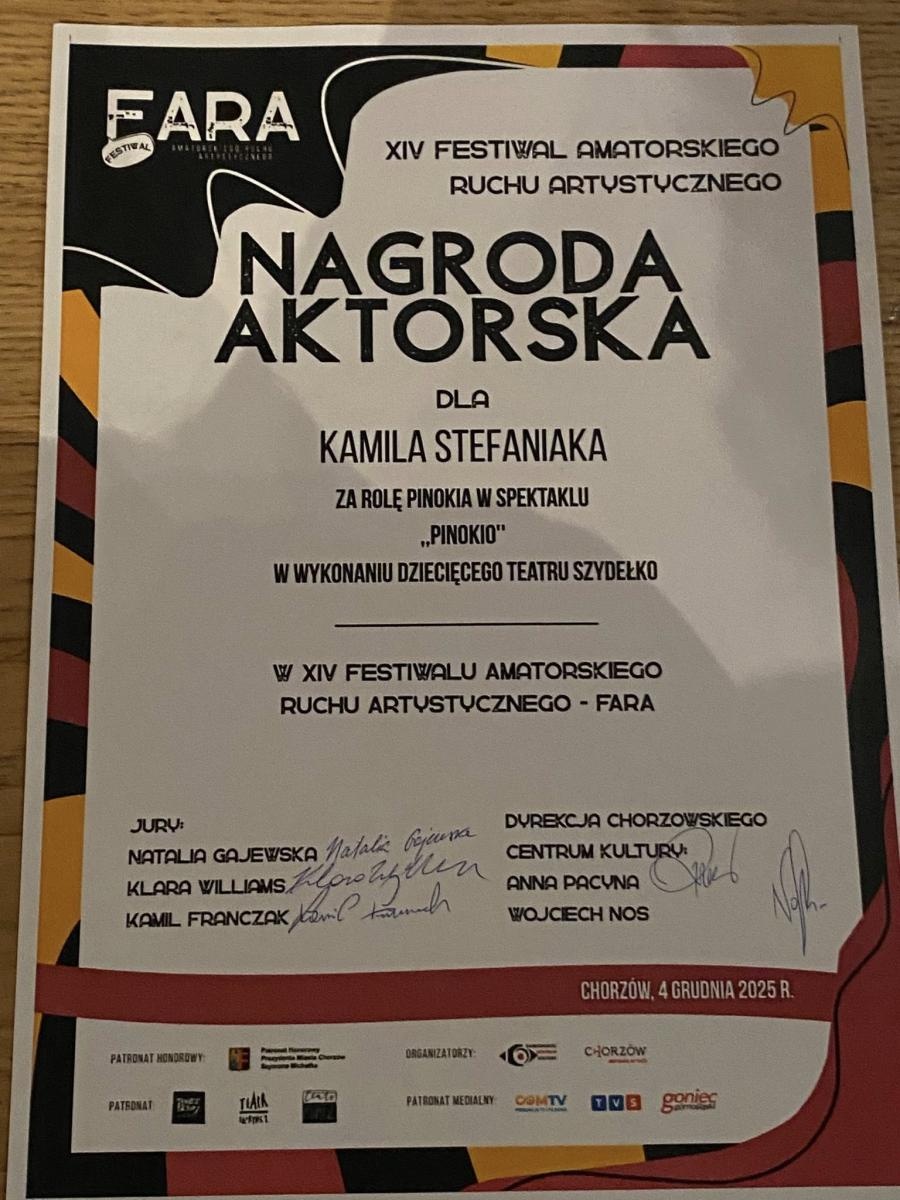 Zdjęcie w galerii na portalu naszwodzislaw.com: Festiwal teatralny FARA w Chorzowie zwyciężył Teatr Szydełko i Teatr Szydło wiadomości z regionu