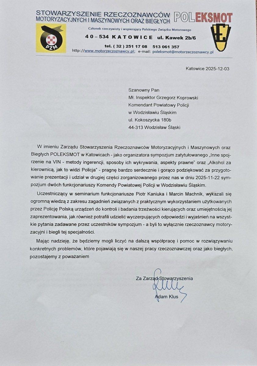 Zdjęcie w galerii na portalu naszwodzislaw.com: Podziękowania dla wodzisławskich policjantów za działalność ekspercką wiadomości z regionu