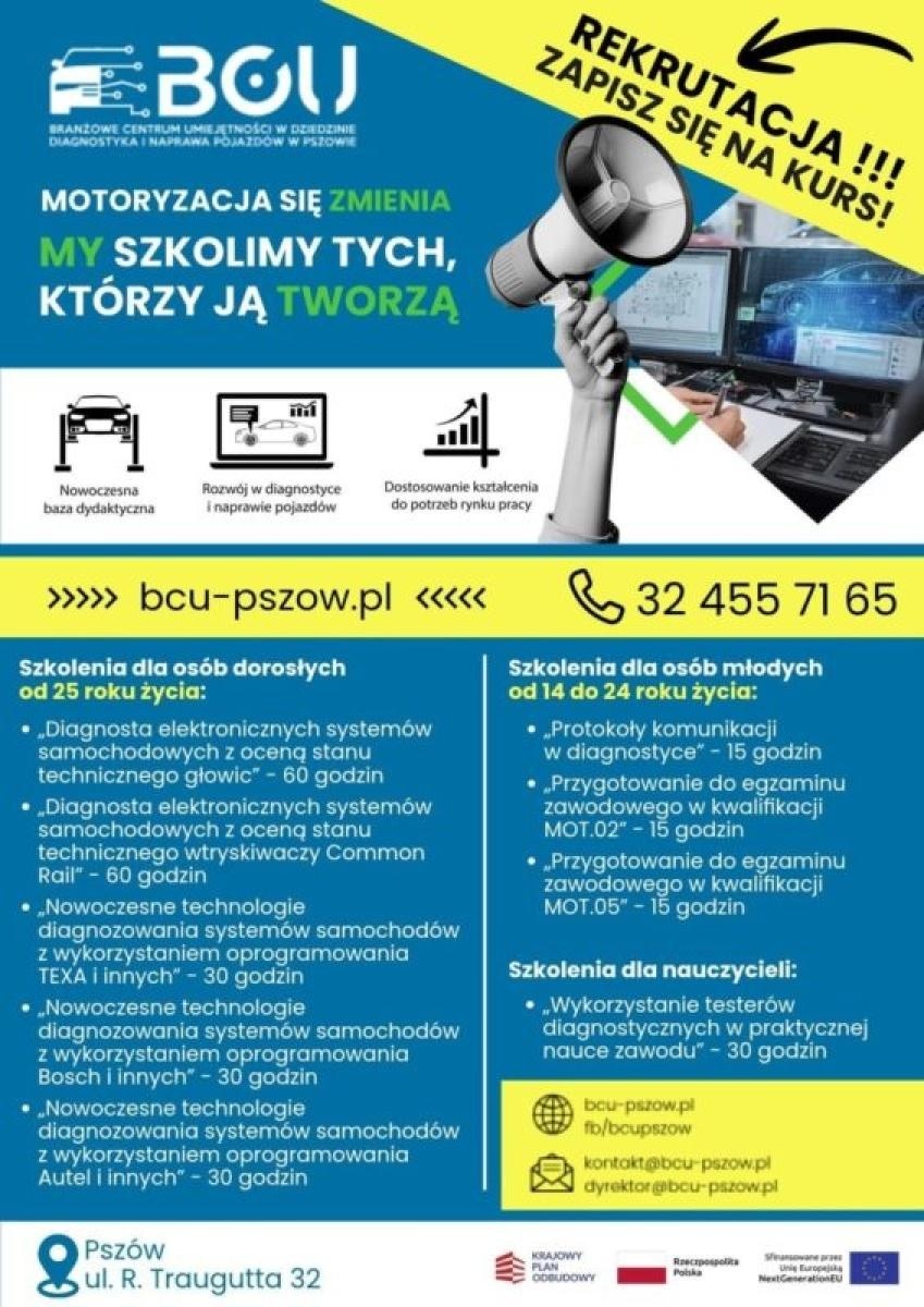 Zdjęcie w galerii na portalu naszwodzislaw.com: Rekrutacja na specjalistyczne kursy motoryzacyjne w Branżowym Centrum Umiejętności w Pszowie wiadomości z regionu