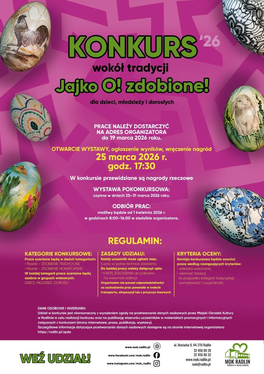 Zdjęcie w galerii na portalu naszwodzislaw.com: Jajko O!zdobione! 2026 – konkurs wielkanocny dla dzieci, młodzieży i dorosłych wiadomości z regionu