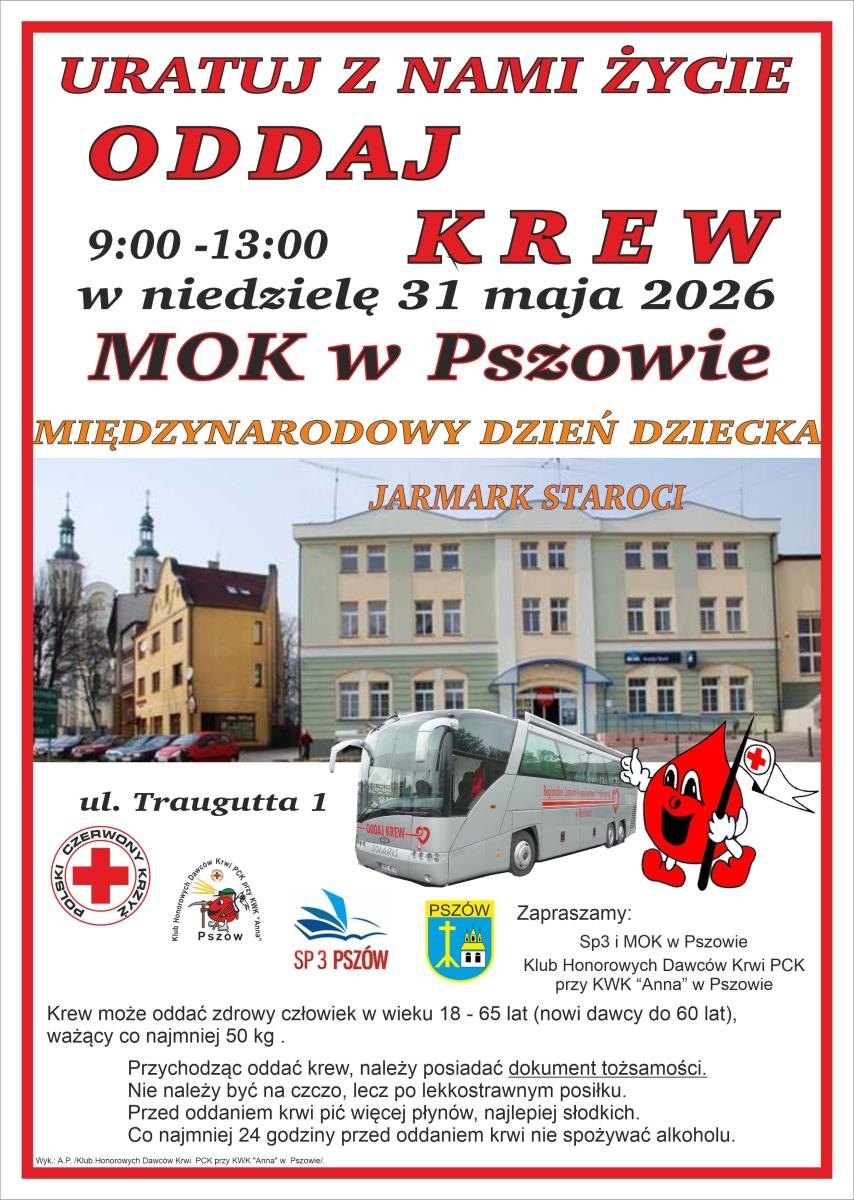 Zdjęcie w galerii na portalu naszwodzislaw.com: Akcja honorowego krwiodawstwa w Pszowie przed Dniem Dziecka wiadomości z regionu