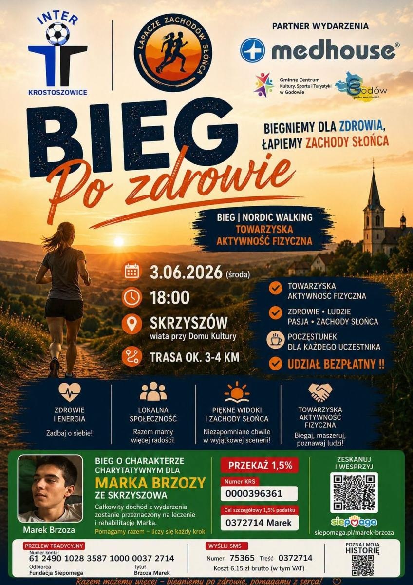 Zdjęcie w galerii na portalu naszwodzislaw.com: Bieg i marsz Nordic Walking dla Marka Brzozy. Sportowa pomoc w Skrzyszowie wiadomości z regionu