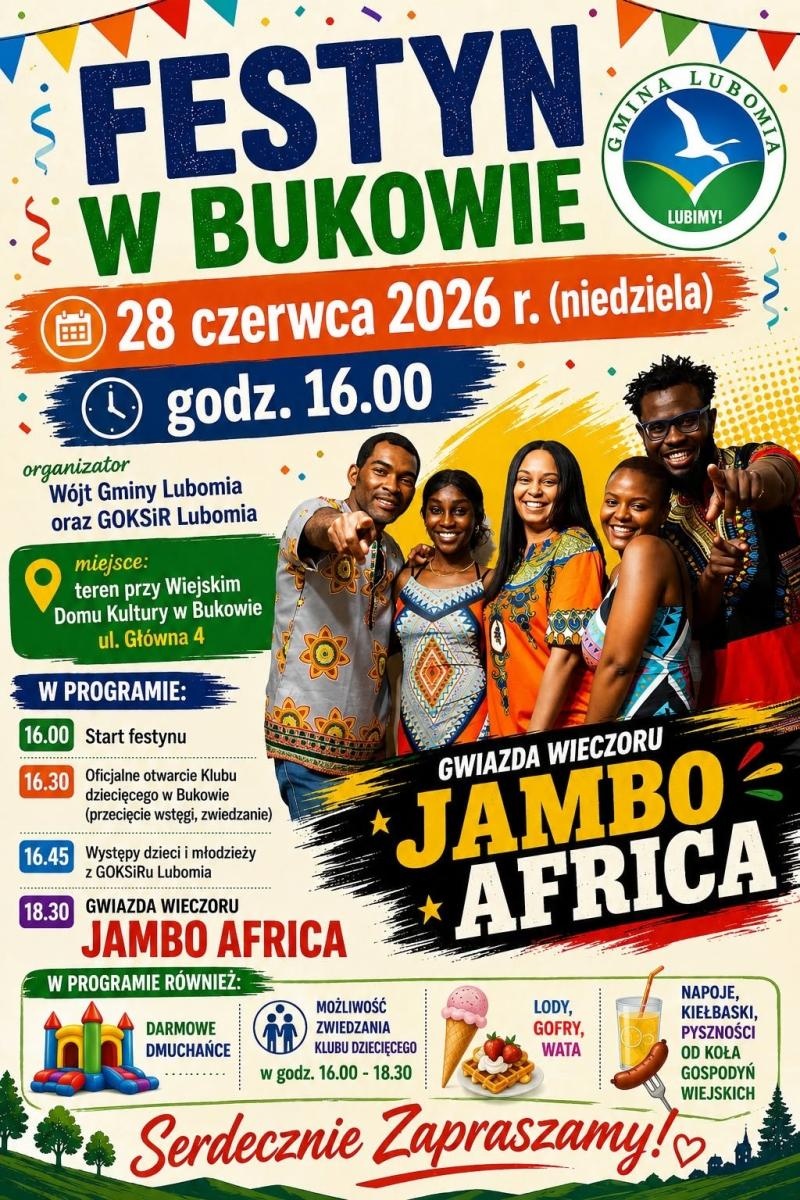 Zdjęcie w galerii na portalu naszwodzislaw.com: Wielki festyn w Bukowie. Dmuchańce, występy i Jambo Africa na scenie wiadomości z regionu