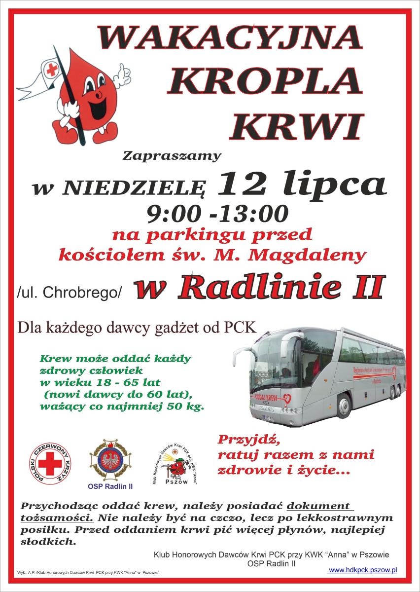Zdjęcie w galerii na portalu naszwodzislaw.com: Jedna donacja może uratować kilka osób. W niedzielę akcja Wakacyjna kropla krwi wiadomości z regionu