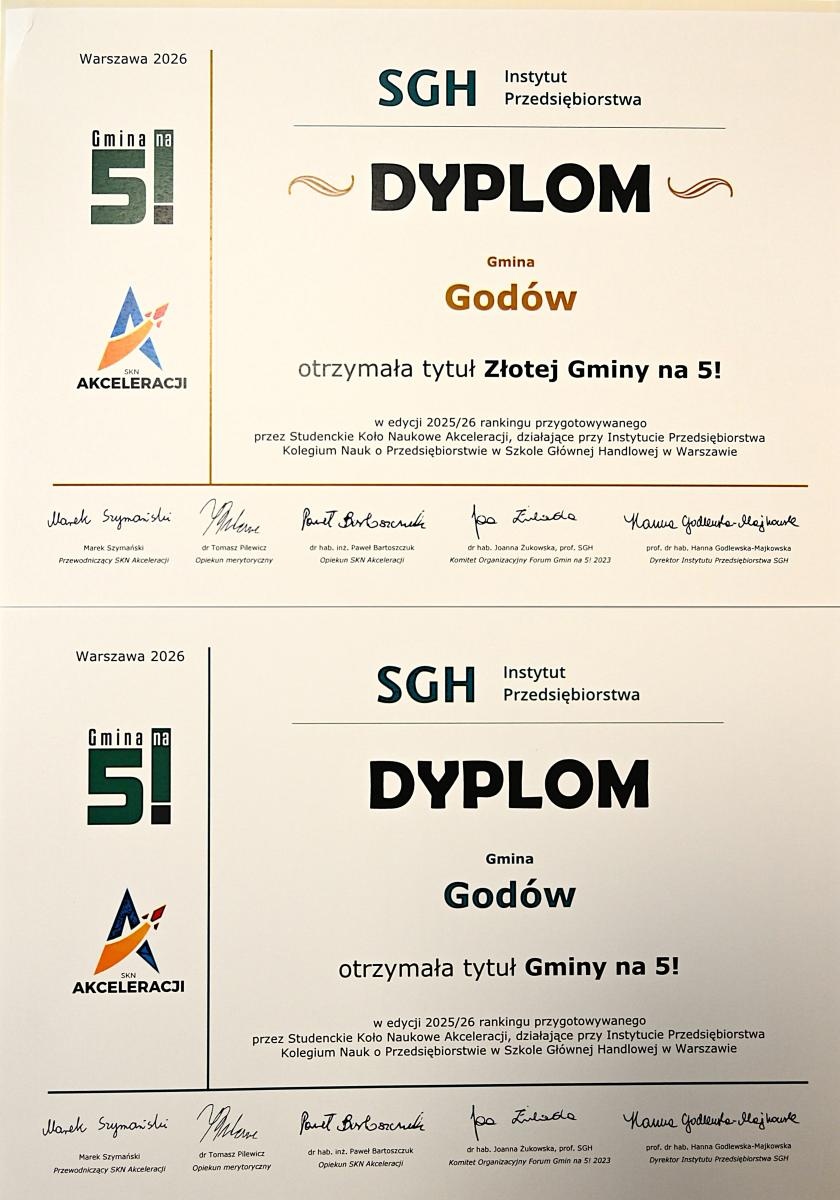 Zdjęcie w galerii na portalu naszwodzislaw.com: Gmina Godów w ścisłej krajowej czołówce. Po raz drugi z rzędu zdobyła tytuł Złotej Gminy na 5 wiadomości z regionu