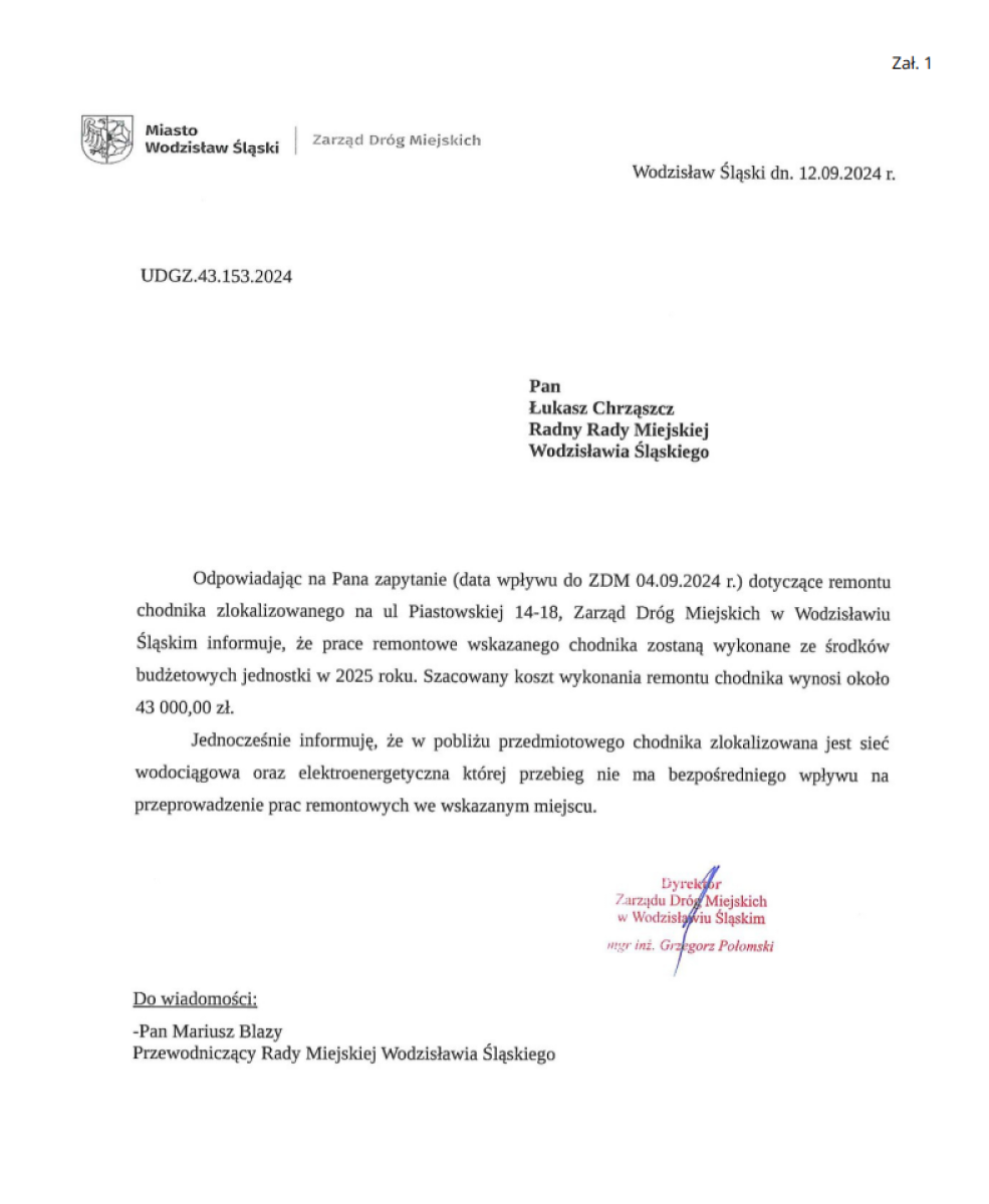 Zdjęcie w galerii na portalu naszwodzislaw.com: Miał być remont chodnika za 43 tys. zł, nadal go nie ma. Radny domaga się wyjaśnień od miasta wiadomości z regionu