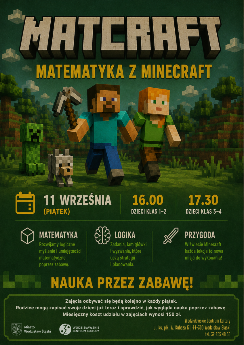 Zdjęcie w galerii na portalu naszwodzislaw.com: Minecraft spotyka matematykę. Nowe zajęcia MATcraft w WCK od września wiadomości z regionu