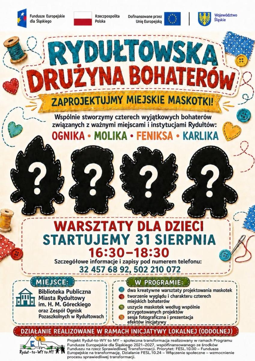 Zdjęcie w galerii na portalu naszwodzislaw.com: Rydułtowy będą miały własnych bohaterów. Dzieci zaprojektują i uszyją miejskie maskotki wiadomości z regionu