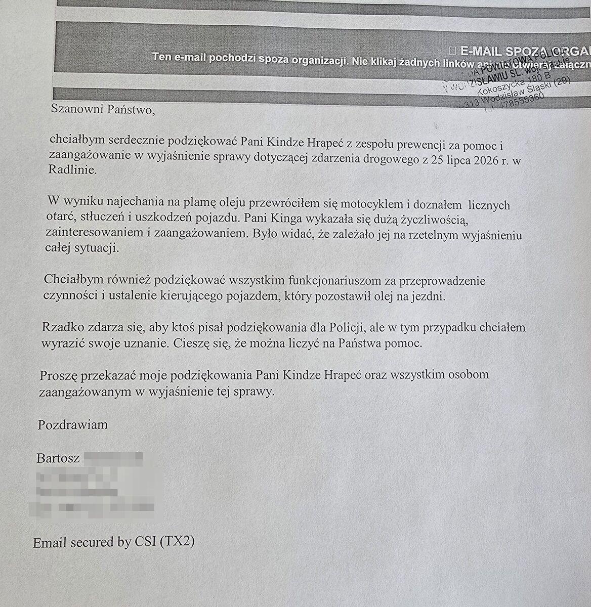 Zdjęcie w galerii na portalu naszwodzislaw.com: Mieszkaniec napisał do komendanta policji. Chciał podziękować policjantce wiadomości z regionu