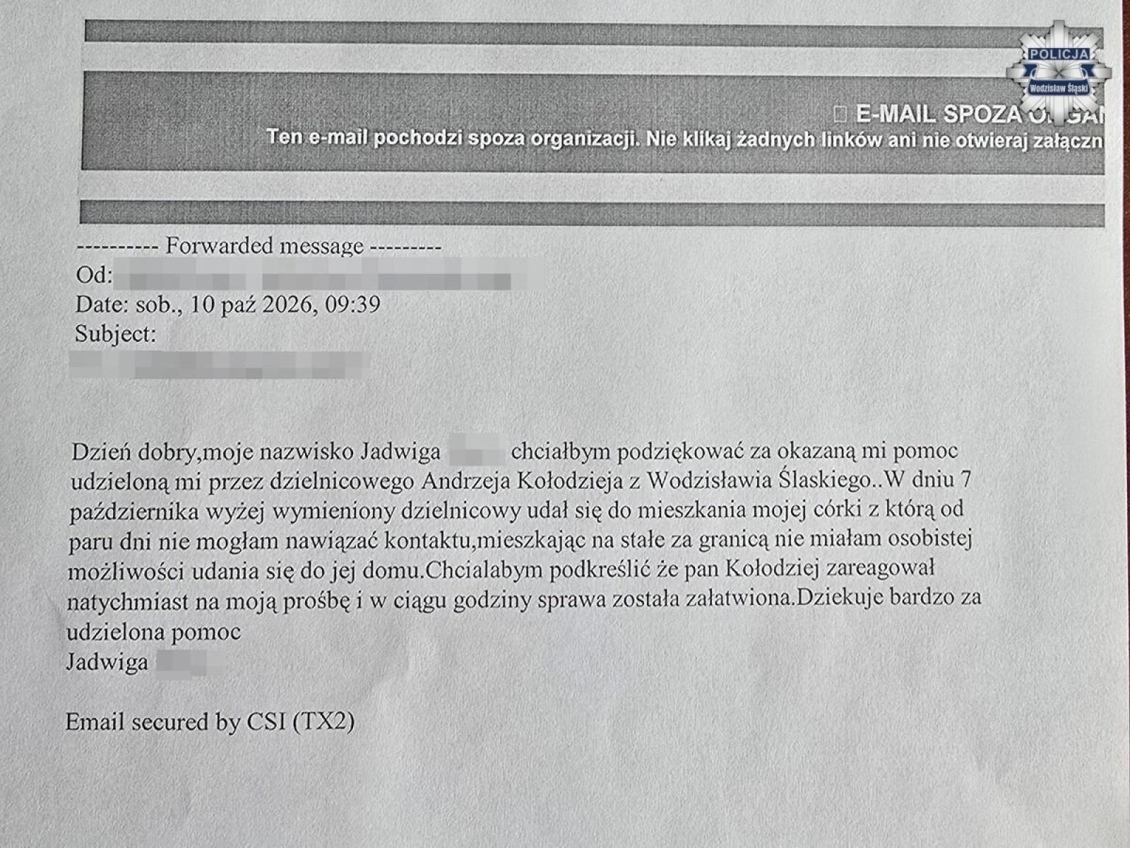 Zdjęcie w galerii na portalu naszwodzislaw.com: Matka z zagranicy nie mogła skontaktować się z córką. Pomógł dzielnicowy z Wodzisławia Śląskiego wiadomości z regionu