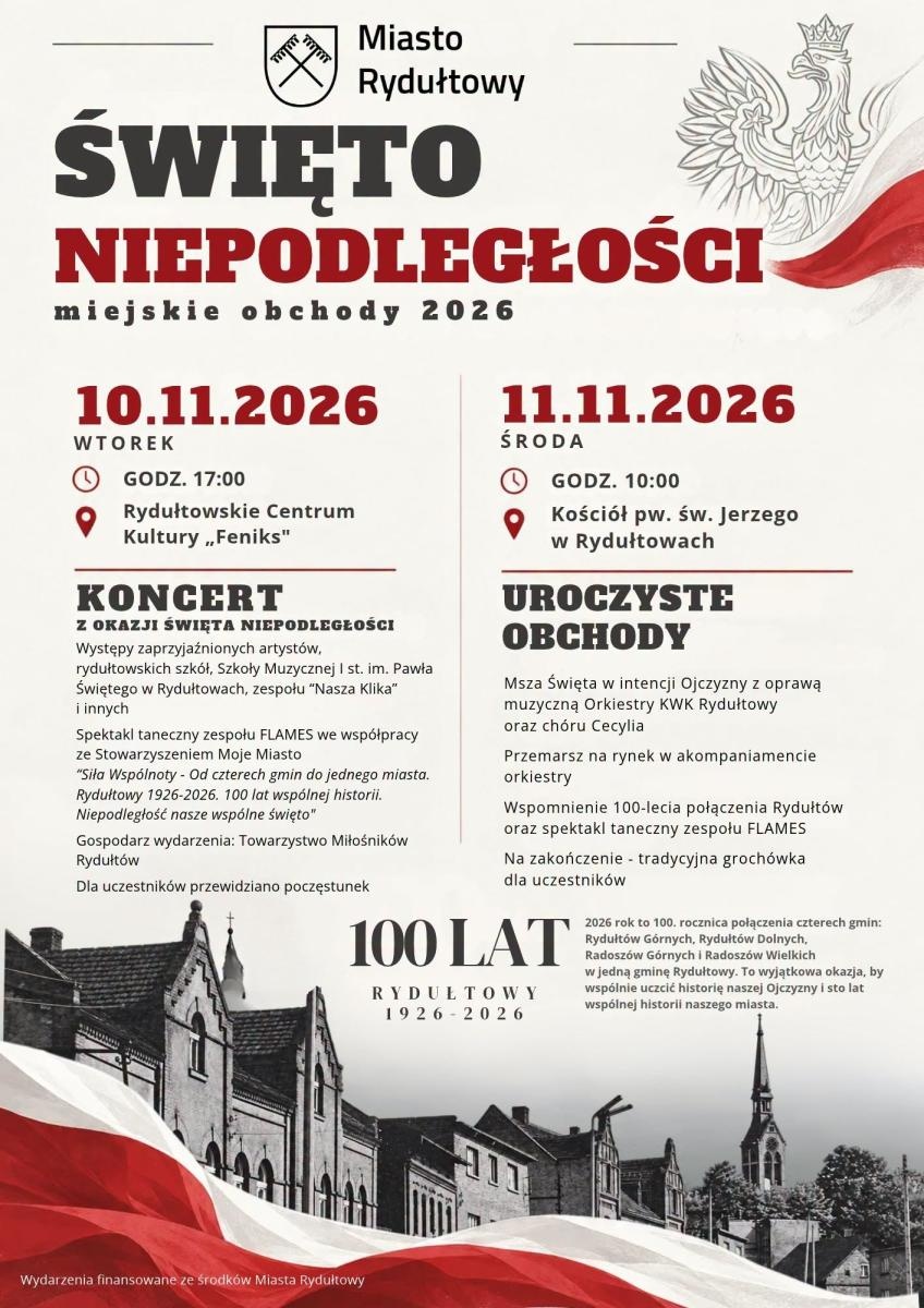 Zdjęcie w galerii na portalu naszwodzislaw.com: Rydułtowy świętują 100-lecie miasta i odzyskanie niepodległości. Sprawdź program obchodów wiadomości z regionu