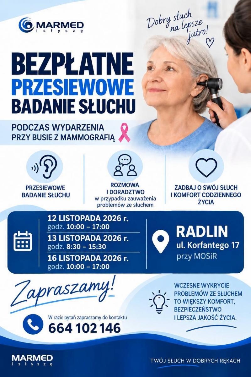 Zdjęcie w galerii na portalu naszwodzislaw.com: Bezpłatne badania w Radlinie. Będzie można zbadać piersi i słuch wiadomości z regionu