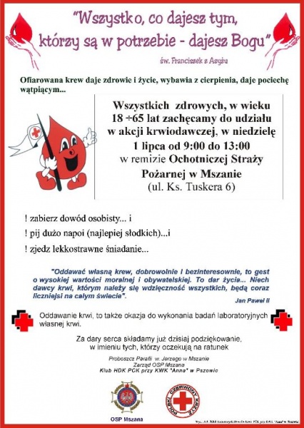 Zdjęcie w galerii na portalu naszwodzislaw.com: Oddaj krew! W niedzielę akcja w remizie OSP w Mszanie wiadomości z regionu