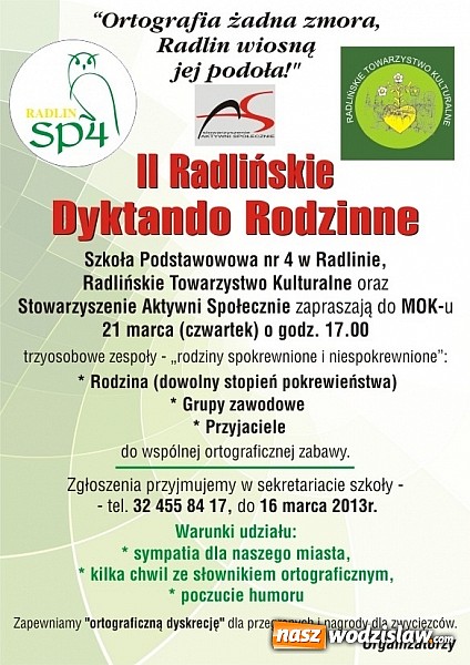 Zdjęcie w galerii na portalu naszwodzislaw.com: II Radlińskie Dyktando Rodzinne - zgłoszenia do 16 marca! wiadomości z regionu