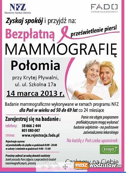 Zdjęcie w galerii na portalu naszwodzislaw.com: Przyjdź na bezpłatną mammografię w Połomi wiadomości z regionu