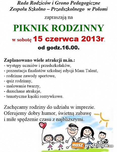Zdjęcie w galerii na portalu naszwodzislaw.com: Szkoła w Połomi zaprasza na Piknik Rodzinny wiadomości z regionu