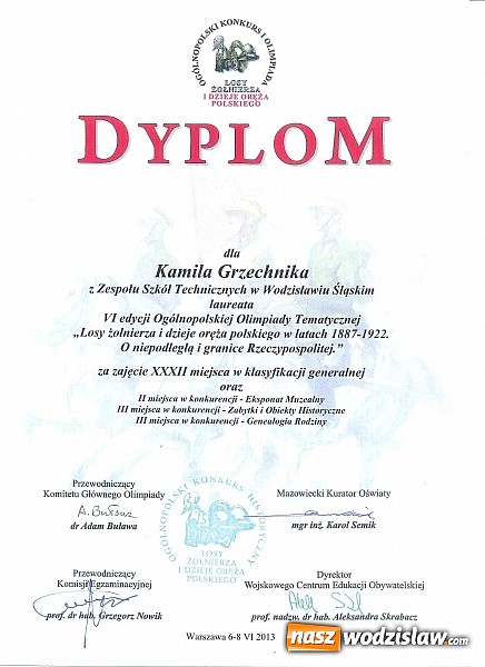 Zdjęcie w galerii na portalu naszwodzislaw.com: Historyczny sukces ucznia ZST w Wodzisławiu Śl. - Kamila Grzechnika wiadomości z regionu